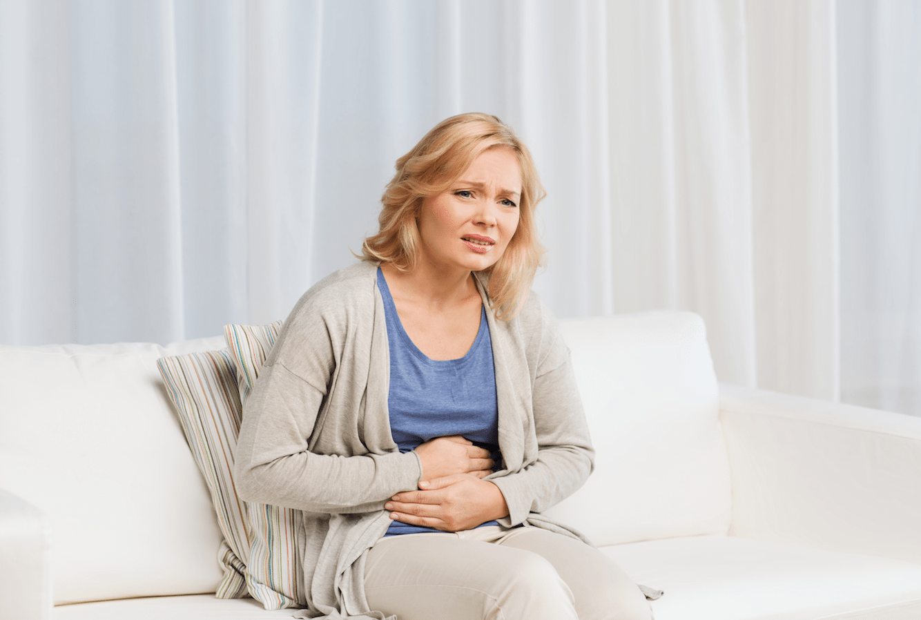 Woman suffering from H. pylori